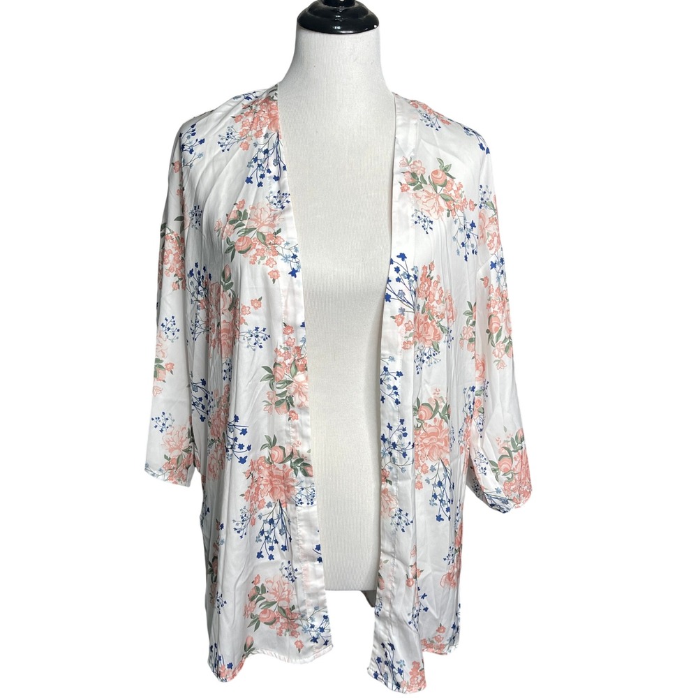 Divided Floral Pink Blue White Kimono Boho Festival Bridesmaid‎